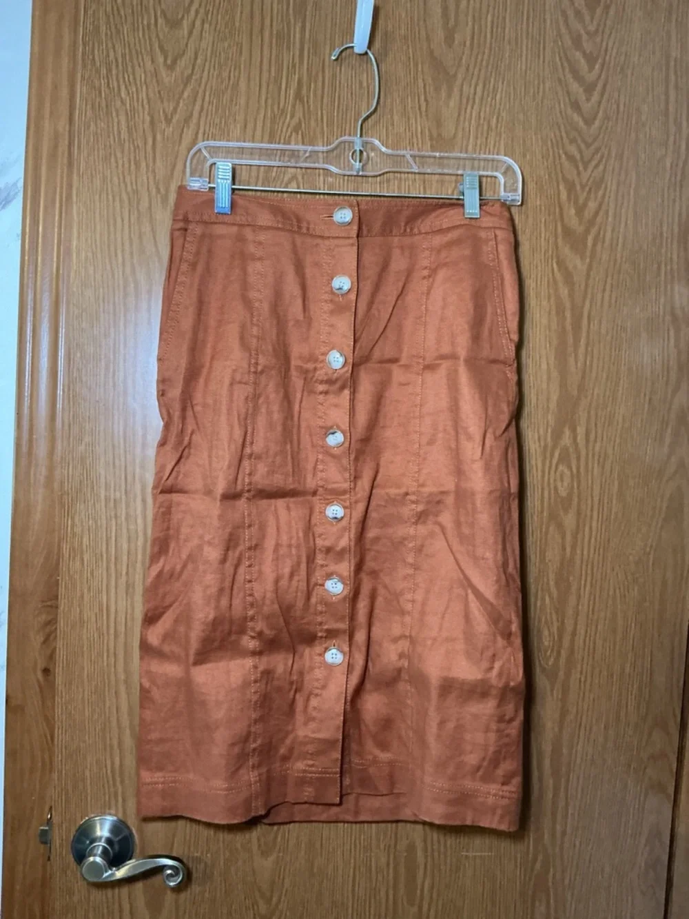 Banana Republic Button Front Skirt – Size 2 | Rust Orange - Picture 2 of 4